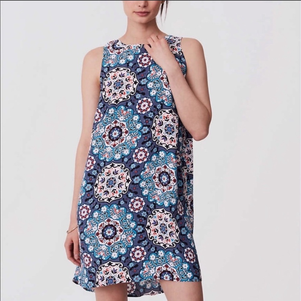 LOFT Floral Medallion Shift Dress- XS